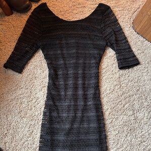 Sexy Black Bodycon Dress with Mesh Overlay